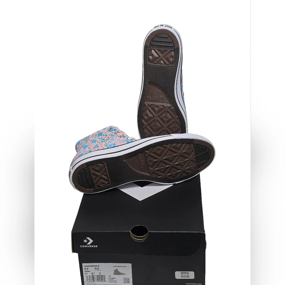 Converse Chuck Taylor All Star Floral High Top Sneakers Womens 8.5 Pink Blue NWT - Picture 2 of 8